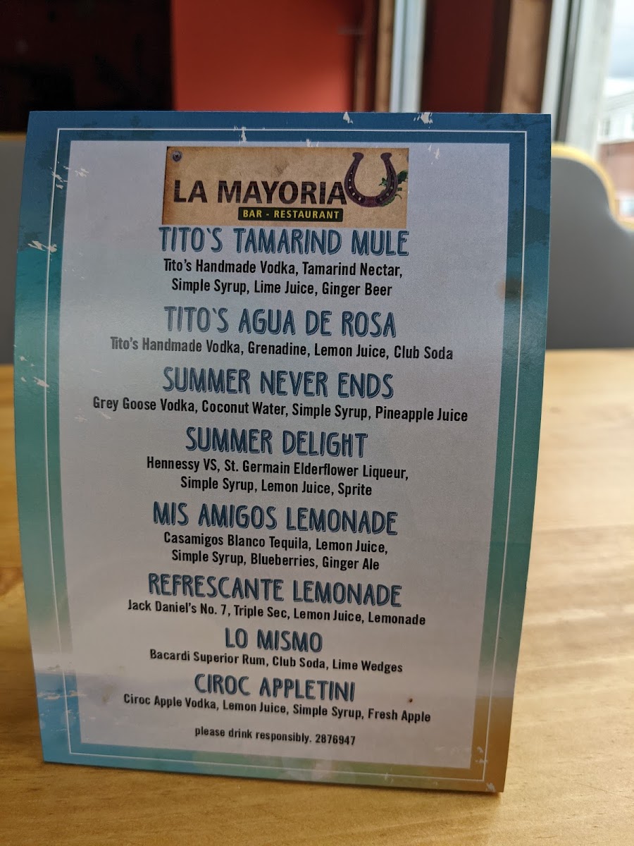 La Mayoria Menu - Image 1